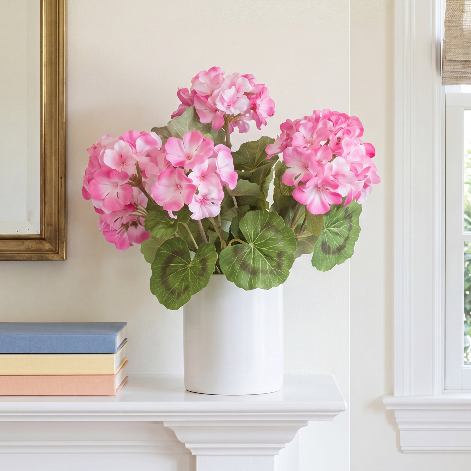 18" Artificial Geranium Bush, Light Pink