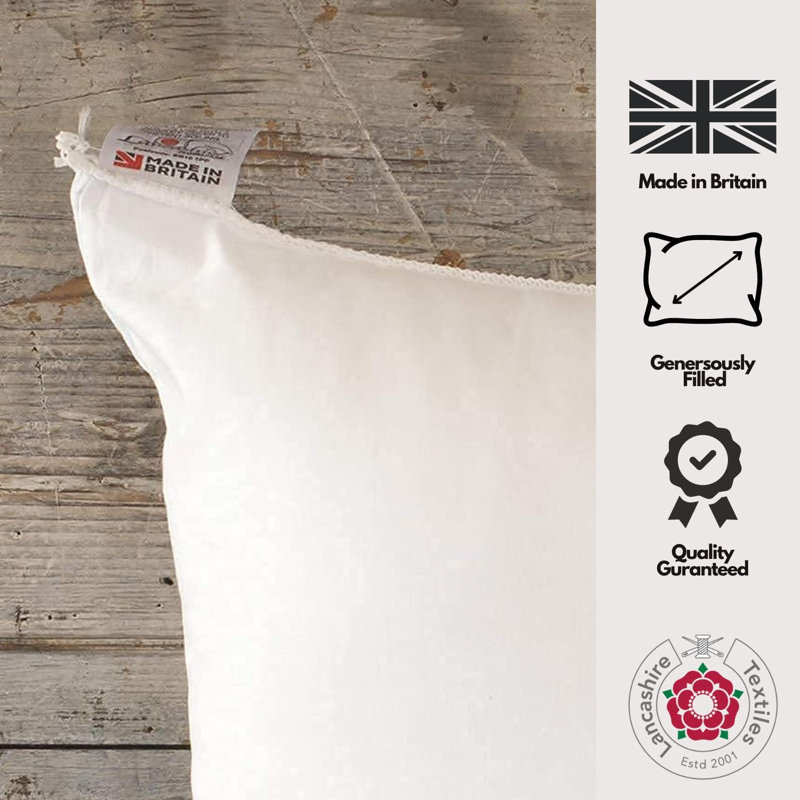 White Square Microfibre Bounce Cushion Cushion Pad, 38cm H x 38cm W x 2.5cm D