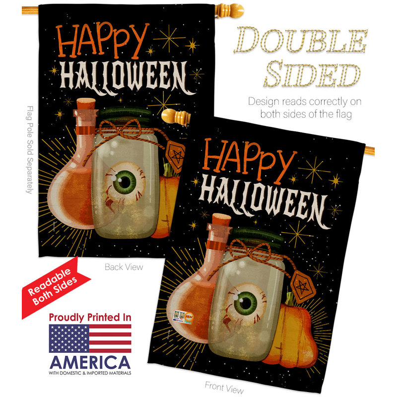 Drapeau de maison en polyester à 2 côtés Spooky Eye H 40 po x l 28 po
