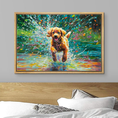 Cute Little Animals " Energetic Dog In Splashing Water Joyful Pet Portrait Lively Animal "
