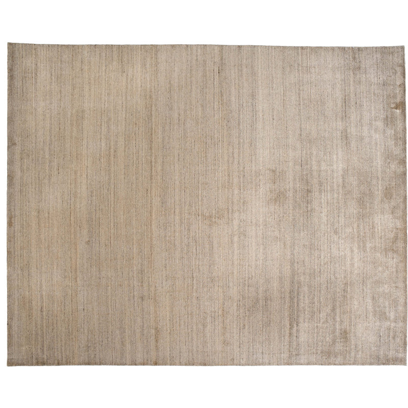 Tapis unique noué à la main or / beige 8 pi x 10 pi 1 po Zen