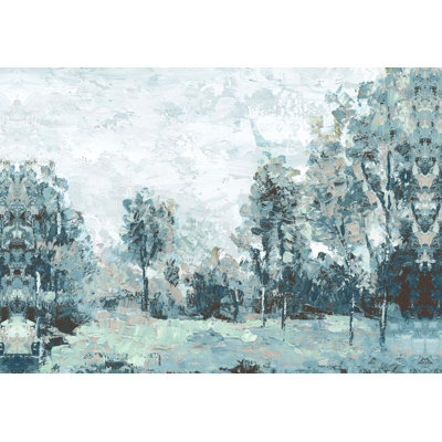 «Soft Painterly Trees Blue», reproduction d'art sur toile tendue