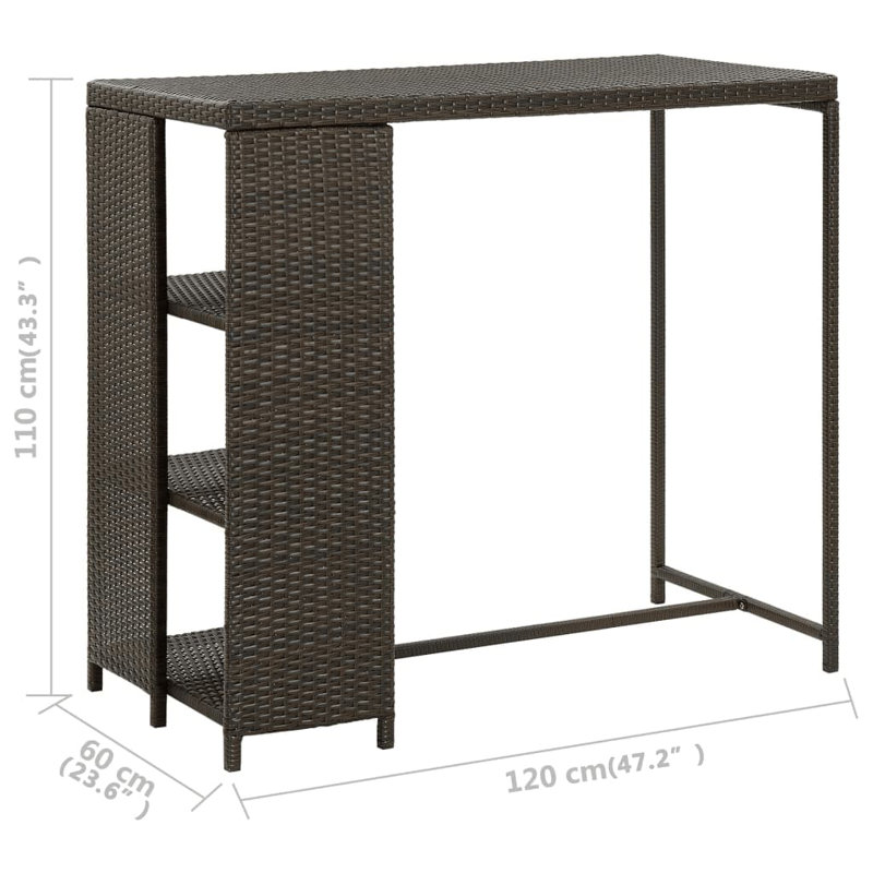 Table de bar en rotin, Brun, Brun
