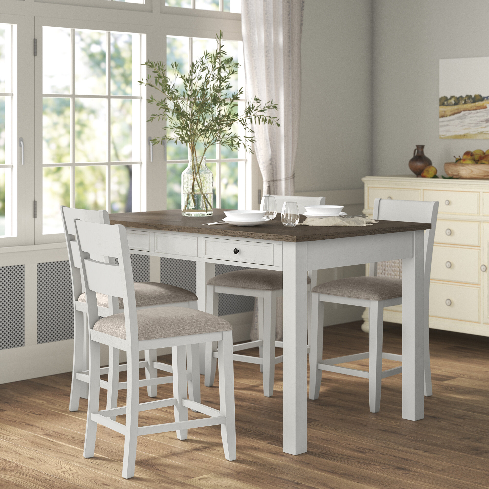 5 piece deals farmhouse dining set