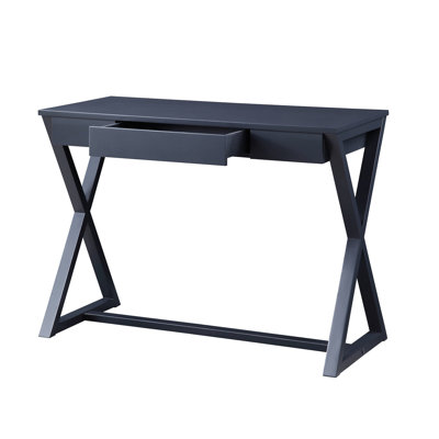 Charcoal Rectangular Console Table, 1 Drawer, English , Wood Center Glide, Base For A Productive Workplace Setup 2/3 Extension, Glide Functional Office
