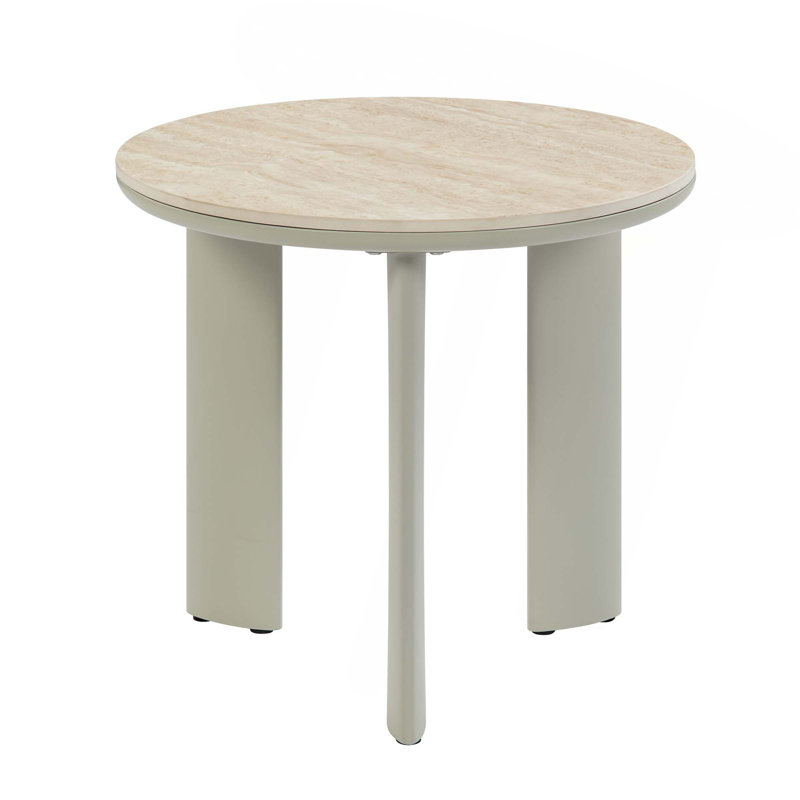 Ceramic Top & Light Gray Finish End Table