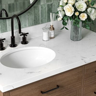 Tidworth 42'' Solid Wood Single Bathroom Vanity with 1.5'' Carrara Quartz Top