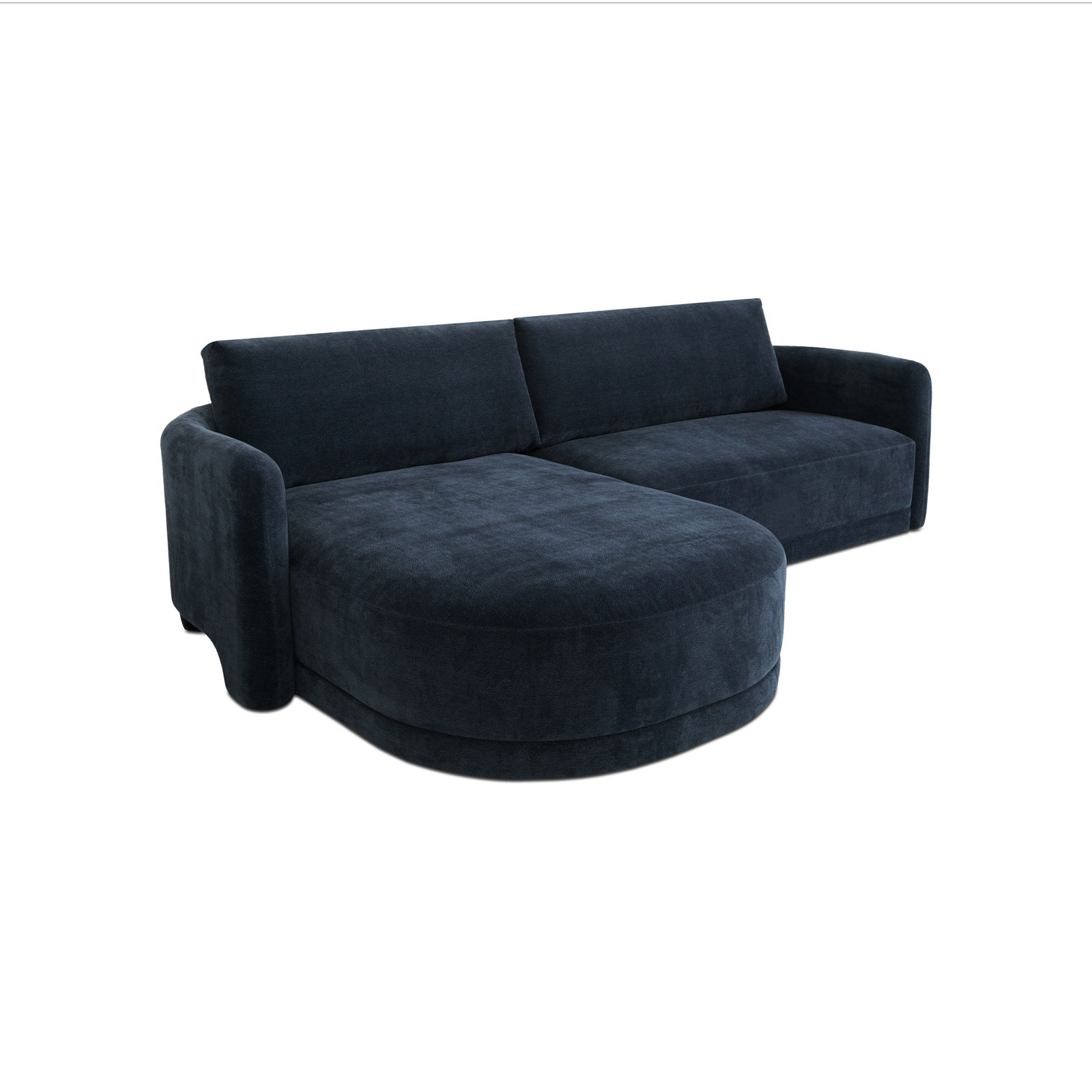 Leeven Sectional Ginger Left, Dark Blue Polyester, Left Hand Facing
