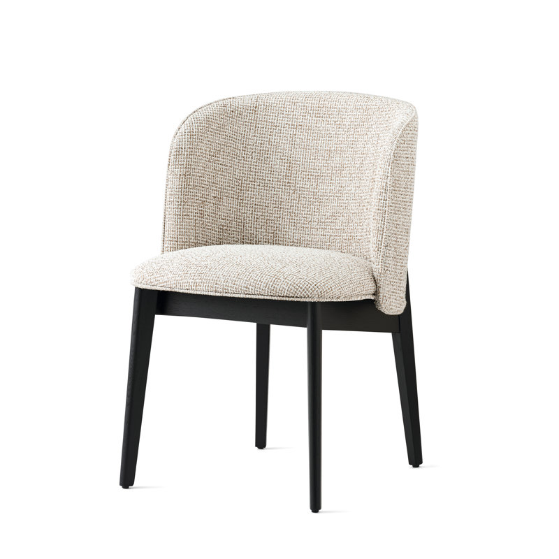 Abrey Upholstered Armchair with Wooden Base, Matt Black, Hemp