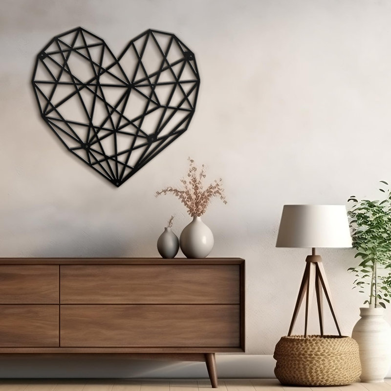 Décoration murale en métal éternelle diamant moderne abstrait, Noir, H 17,1 po x l 18 po x P 0,05 po
