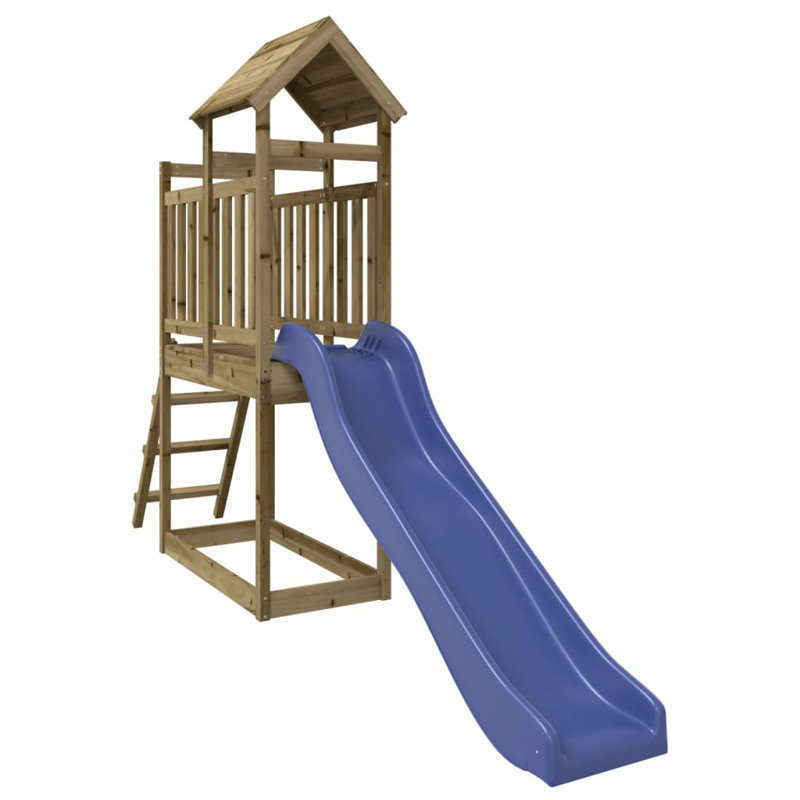 Galarza Freeport Park 304cm W x 64cm D Outdoor Solid Wood Playhouse, Green