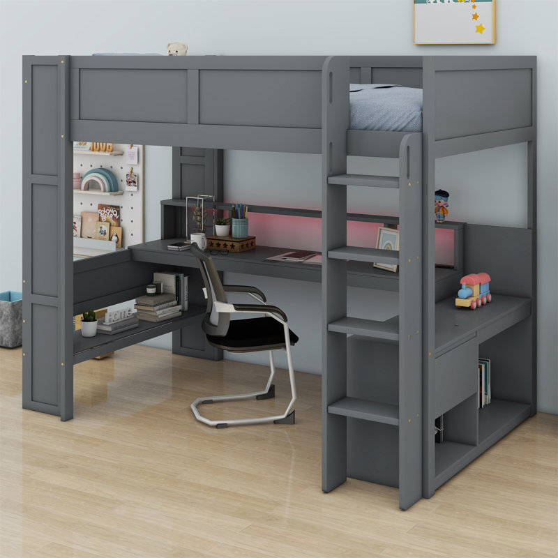 Jaylein Kids Loft Bed with Drawers, Full