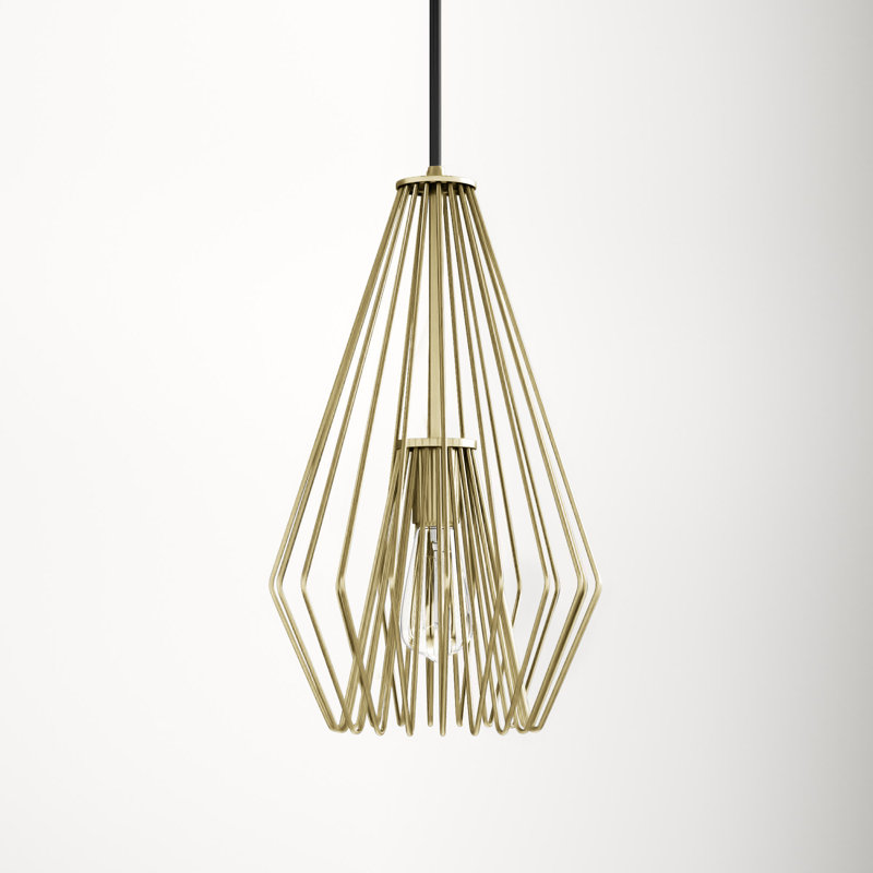 Frankie 1 - Light Unique/Statement Pendant, 18.5" H x 12.25" W x 12.25" D, Metallic Gold