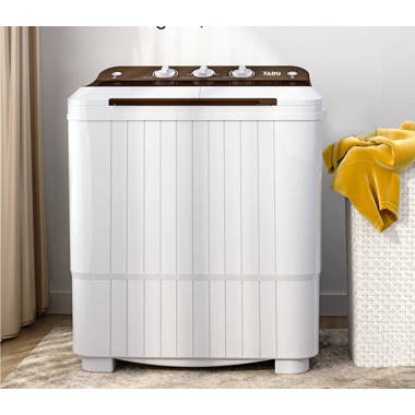 Auertech Portable Washing Machine, Mini Twin Tub Washer with Gravity Drain 9lbs Washer 5lbs Spinner AU4575