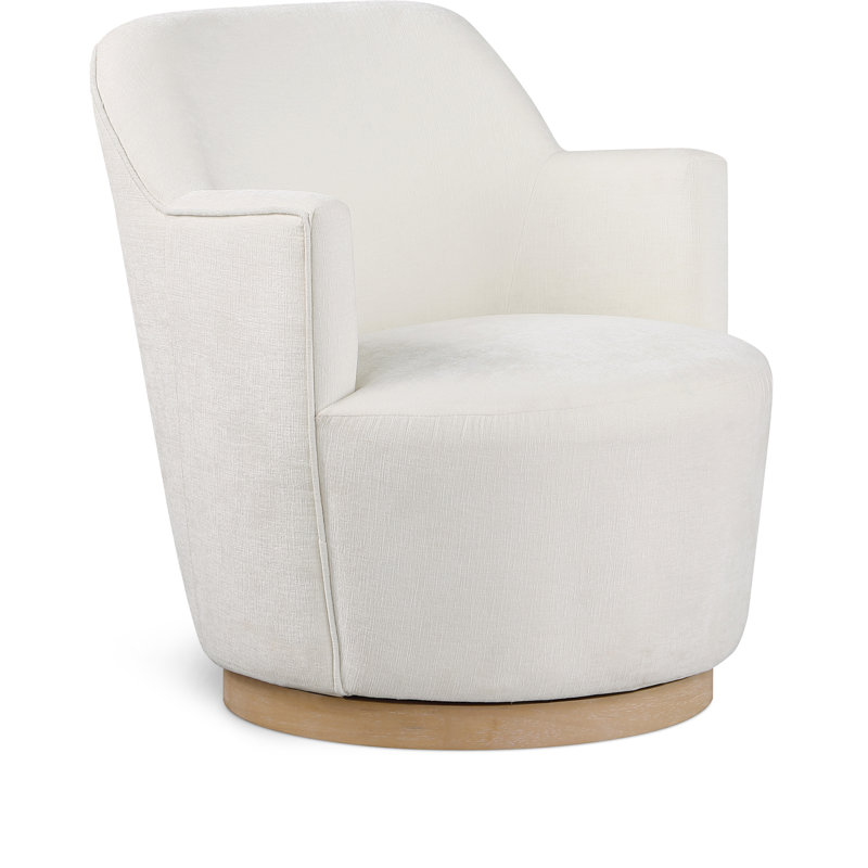 Hudnut Upholstered Swivel Armchair, Cream Chenille Fabric