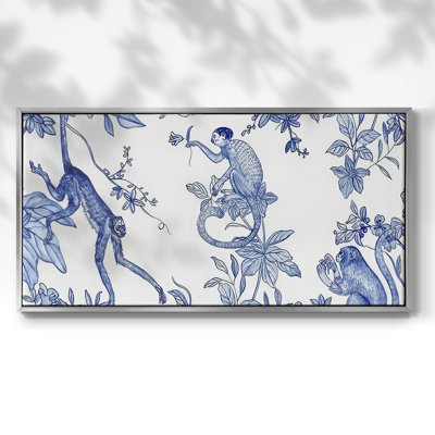 «Blue Monkey Land Toile I», toile tendue avec châssis tendue, prête à être accrochée