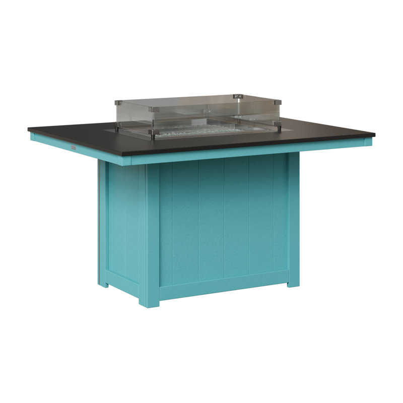 Foyer de table rectangulaire 54 po Berlin Gardens Donoma, Plateau martelé noir avec base bleu Aruba