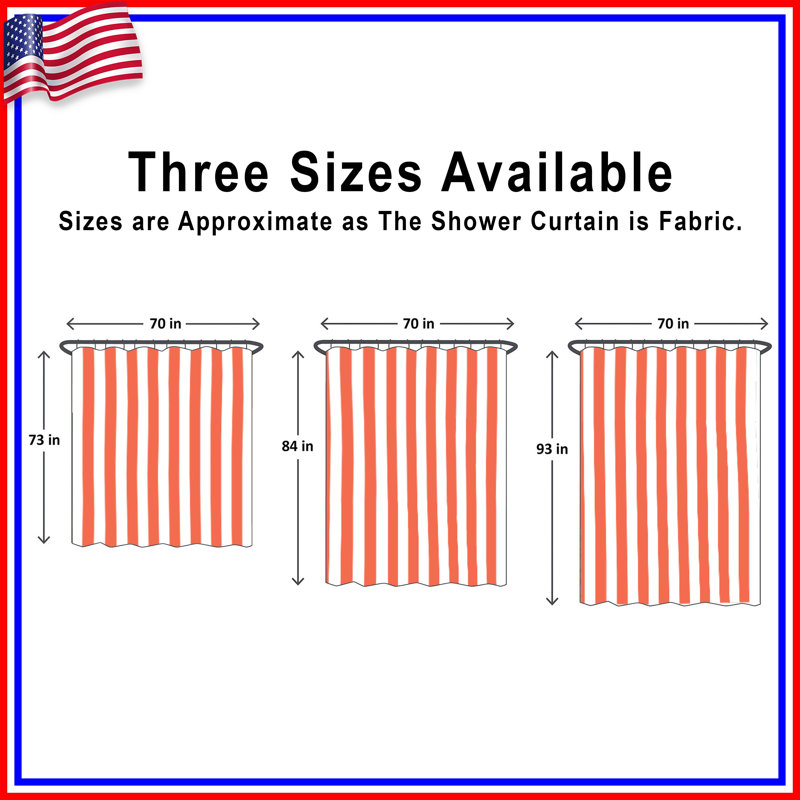 Red White Stripes Shower Curtains Extra Long, 70 po l x 72 po H