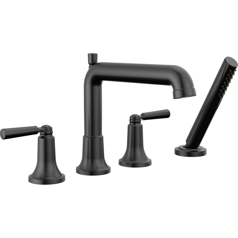 Garniture de baignoire romaine SAYLOR ™, Noir mat, Avec douche à main