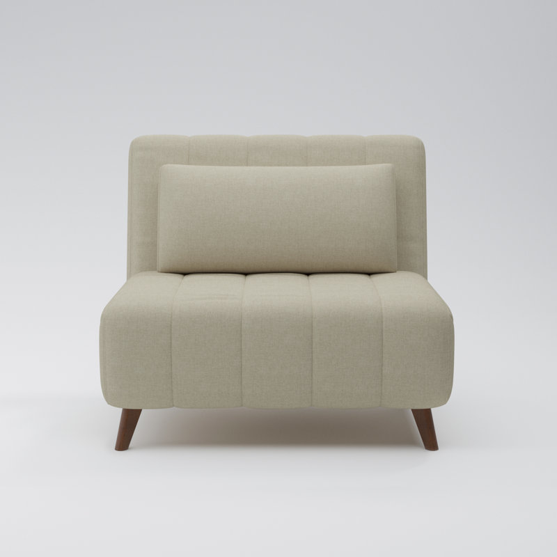 Jazariah Upholstered Pillow Back Convertible Chair, Beige Polyester