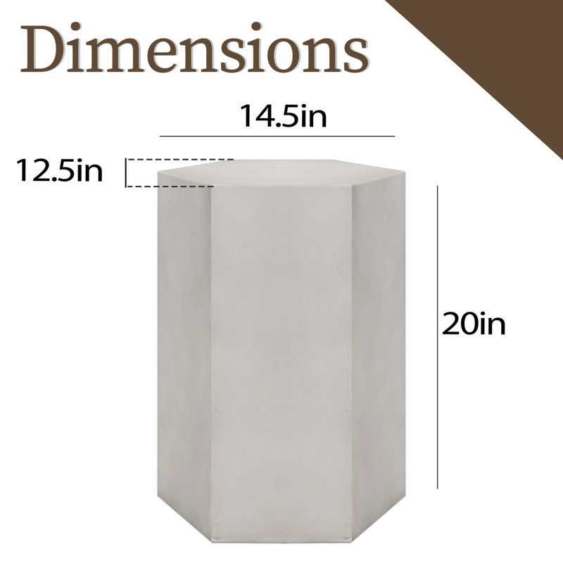 Table d'appoint Felishia, Gris clair, H 20 po x l 14,5 po x P 12,5 po