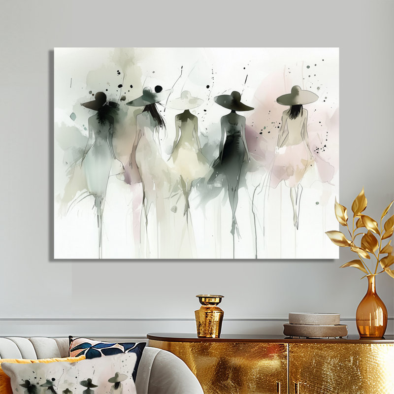 Fashion Silhouette Women In Broadway II - Glam Metal Wall Art, Fashion Woman Metal Print, 30" H x 40" W