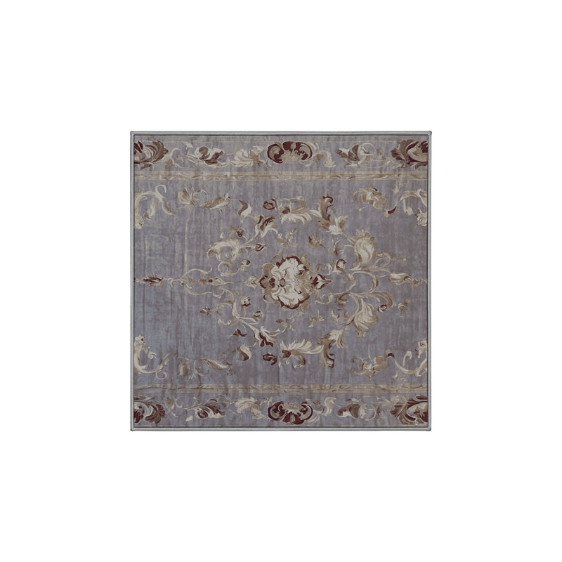 Machine Washable Gray Area Rug, Square 5'