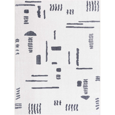 Julijana Abstract Machine Washable Cream Area Rug