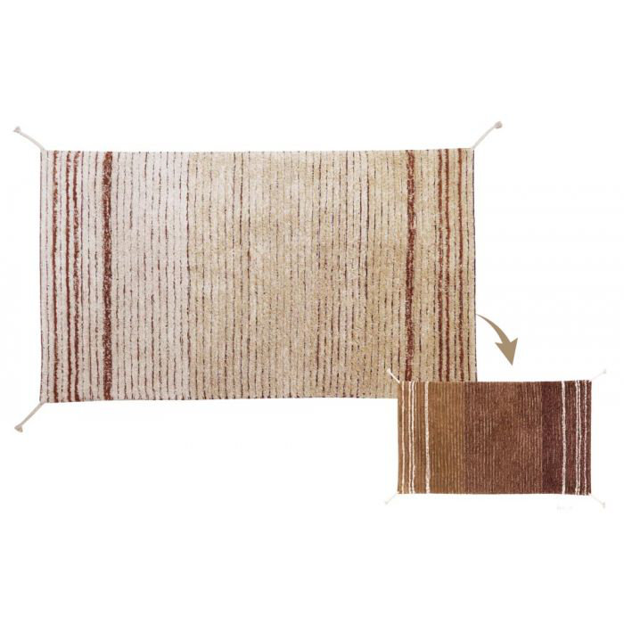 Reversible Washable Rug Twin Toffee, Rectangle 2'7" x 4'7"