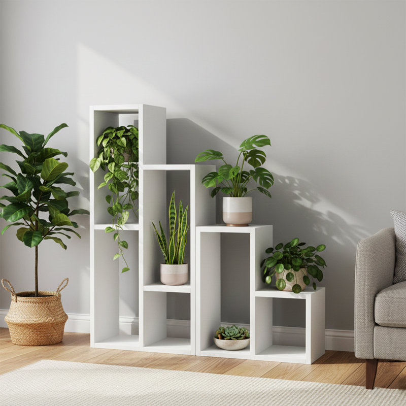 Geometric Step 4-Tier Open Bookcase