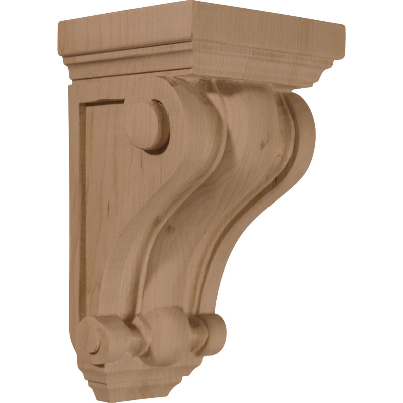 Devon Hand-Carved Rubberwood Traditional Corbel, 4.25" Height