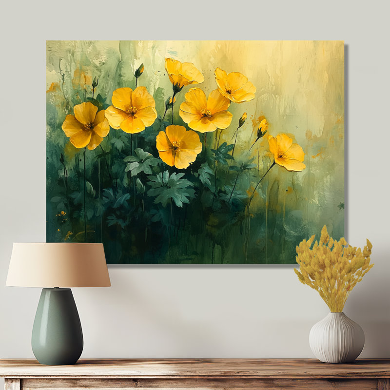 Abstrait géraniums en été Serenity I - art mural en métal, impression traditionnelle, H 30 po x l 40 po
