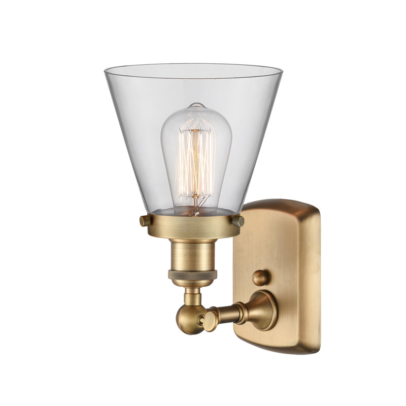 Applique murale 1 lumière 6 "Ballston Urban Cone, Clair, Ampoule non incluse, Laiton brossé