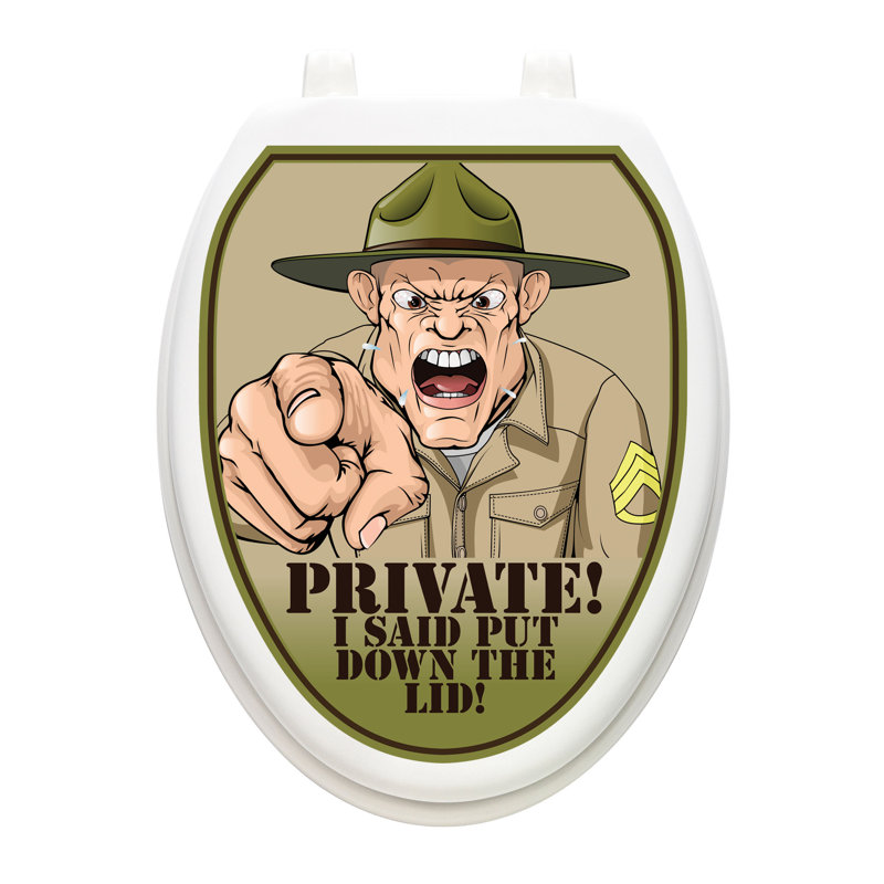 Adhésif décoratif pour siège de toilette - Sergeant Funny, Allongé