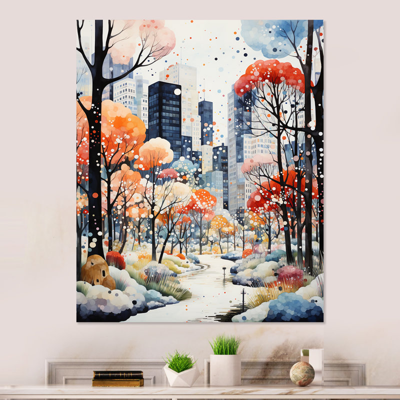 Autumn City Art Deco Charm II - Art mural en métal City Art Deco, H 32 po x l 24 po x P 1 po