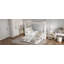 Lit plateforme double à baldaquin avec lit gigogne et trois tiroirs de rangement, beige-1929274750