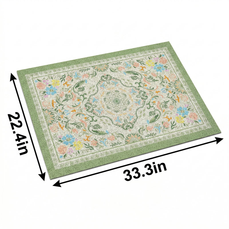 Tapis de litière pour chat avec fond antidérapant, 33 po x 22 po, litière pour pièges, facile à nettoyer et lavable, peut être utilisé comme tapis de nourriture pour chat, gris