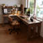 Bureau en fer massif en forme de L brun noyer + noir-847565300-847565306