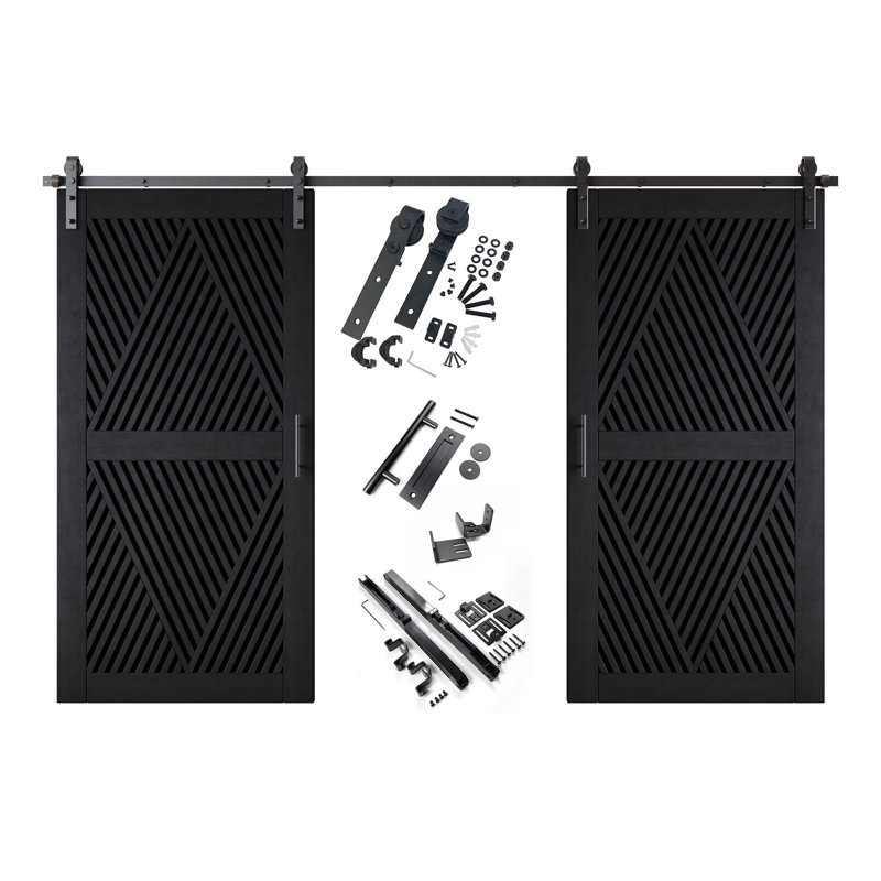 Ensemble de quincaillerie pour porte de grange non assemblée et non montée de 40 po x 80 po Homacer Black Homacer