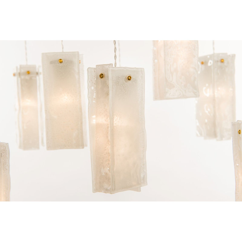 Luminaire suspendu rectangulaire à 17 lumières Krusche, Blanc