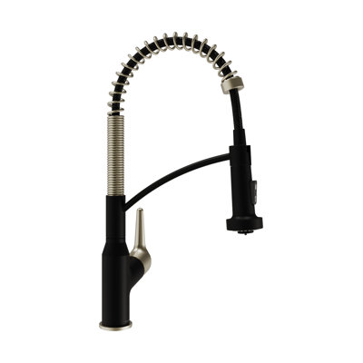 Karran Scottsdale Single-Handle Pull-Down Sprayer Commercial Style Kitchen Faucet in Matte Black / Spot-Free Champagne Bronze