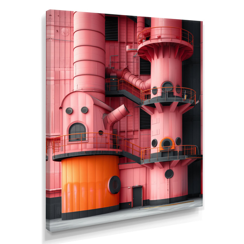 Art industriel mural rose, Incubateur noir rétro II - usines, Toile tendue, H 40 po x l 30 po x P 1,5 po