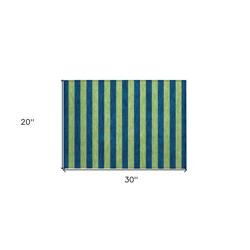 Tapis extérieur lavable antidérapant à rayures bleu marine 2 pi x 3 pi