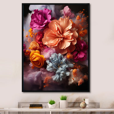 Collage de fleurs vibrantes de dahlia sur toile