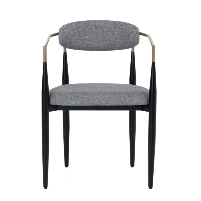 Ayliana Fabric Arm Chair Dining Chair, Medium Gray