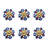 Set of Six Red White And Blue Floral Ceramic Drawer Pull Knobs