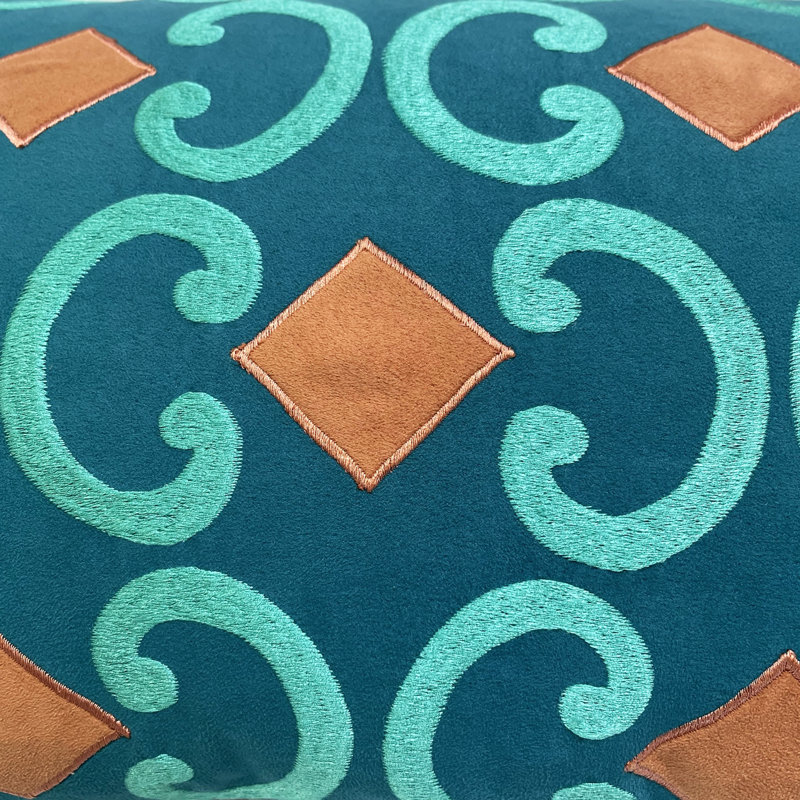Embroidered Microsuede Throw Pillow