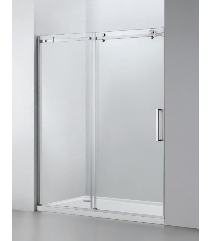 Porte de douche coulissante réversible semi-encadrée l 56 "à 60" x H 76 "Bermuda,  Nickel satiné