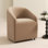 Chaise de salle à manger rembourrée à dossier demi-tonneau avec roulettes pivotantes avec accoudoirs modernes pour salle à manger / cuisine (ensemble de 1)