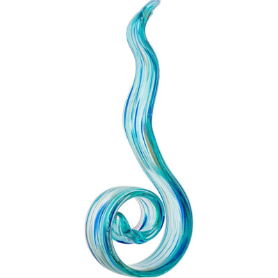 11.4 Inch Hand Blown Glass Sculpture Coastal Art Decor Light Blue